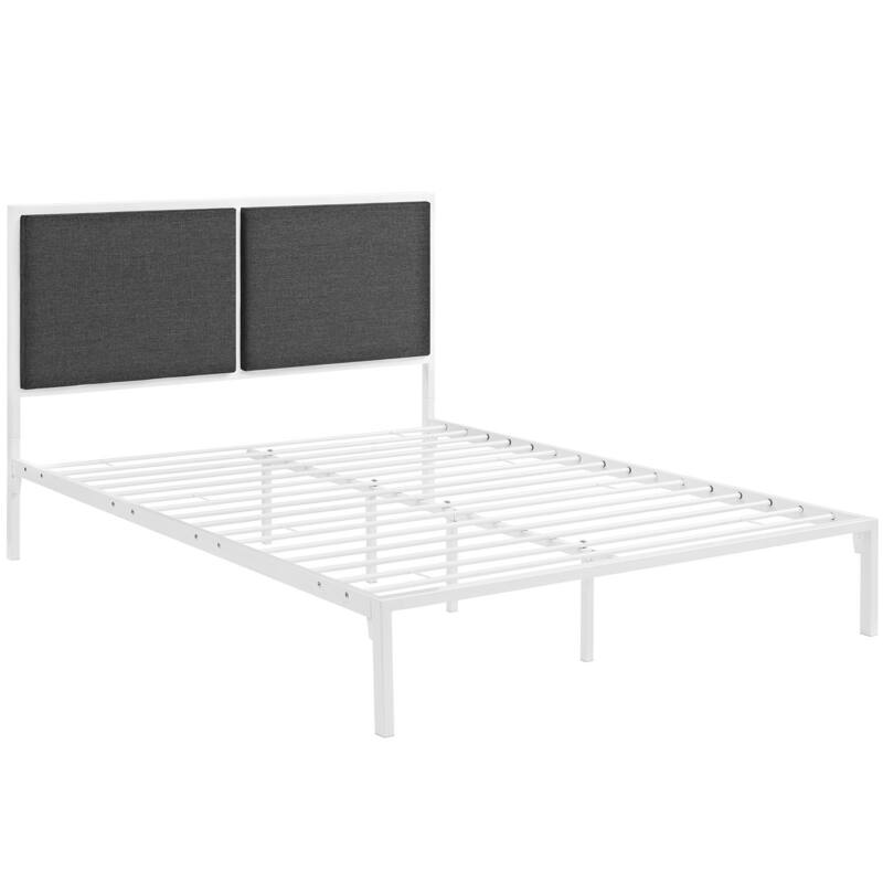 Della Fabric Bed in White Gray