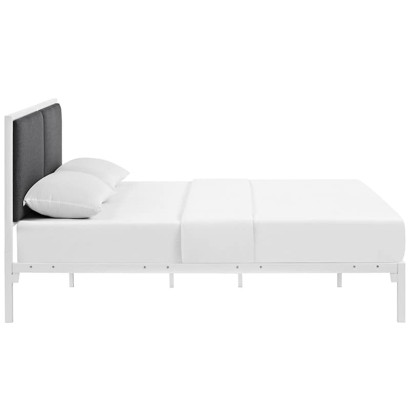 Della Fabric Bed in White Gray