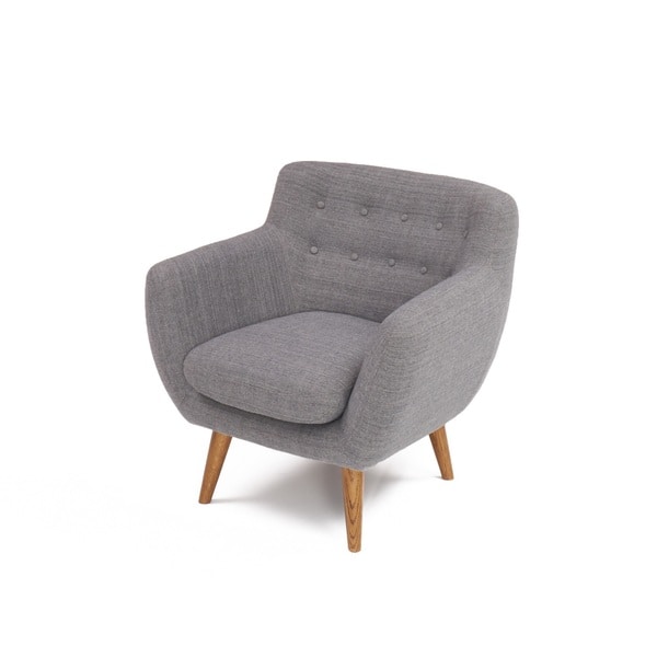 RST 'Rhodes' MidCentury Modern Tufted Arm Chair in Steel Grey Bed