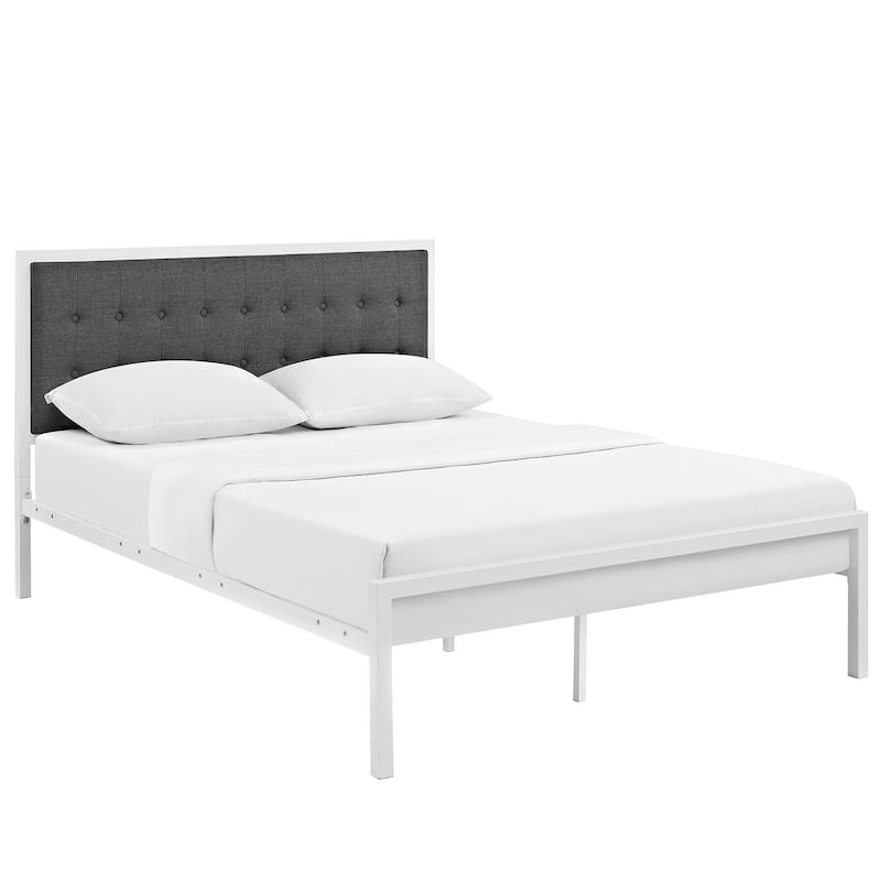Millie Tufted Grey Fabric Platform Bed