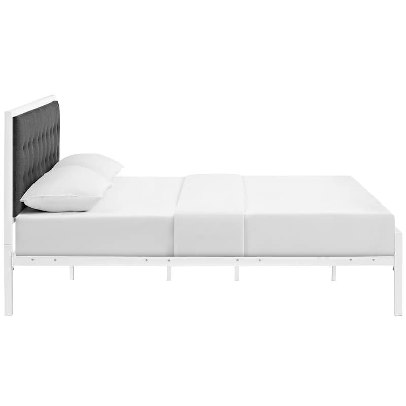 Millie Tufted Grey Fabric Platform Bed