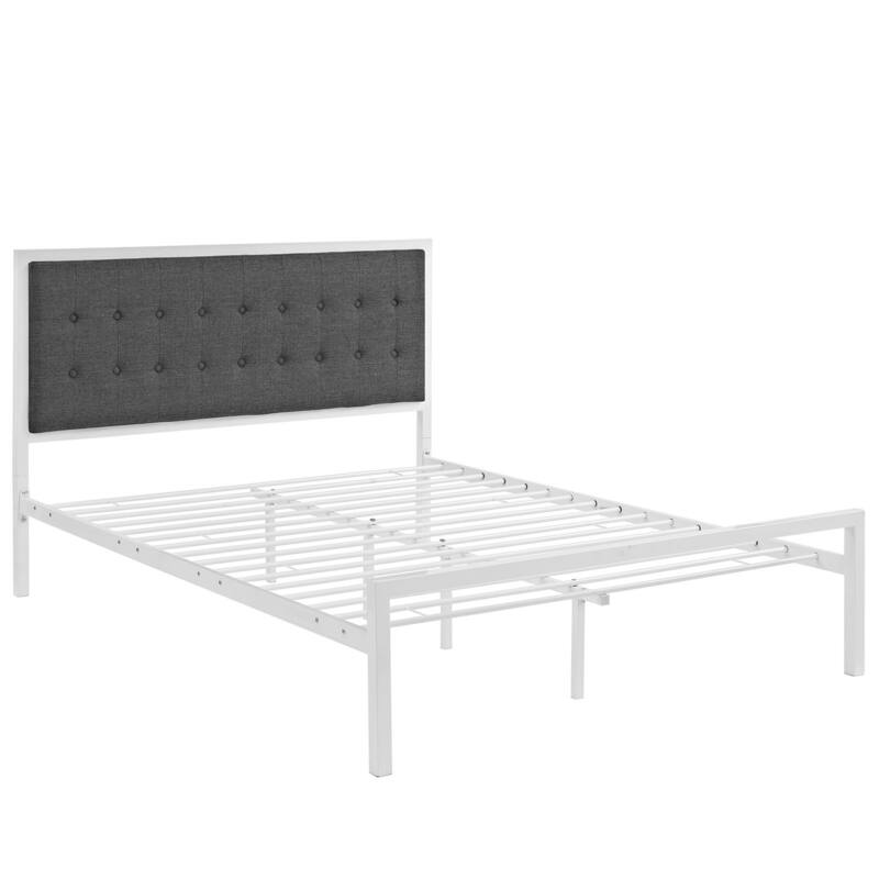 Millie Tufted Grey Fabric Platform Bed