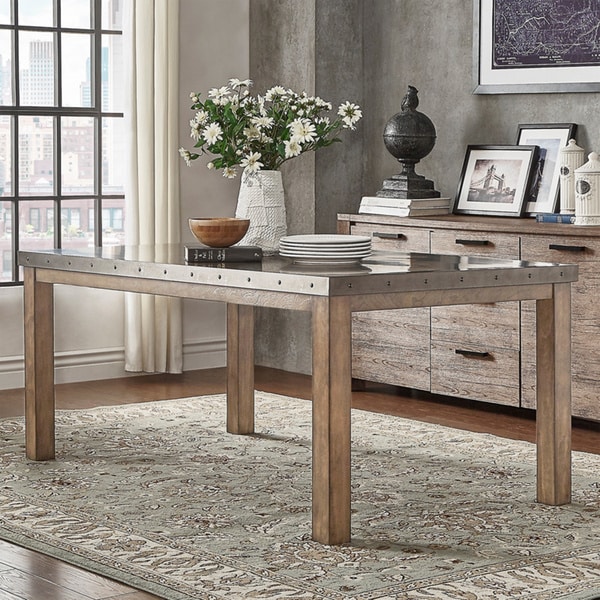 Cassidy Stainless Steel Top Rectangle Dining Table by iNSPIRE Q Artisan - Silver