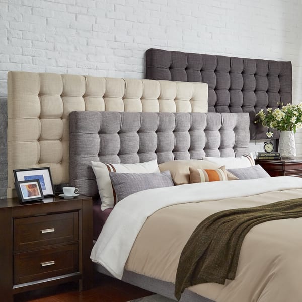 Shop Briella Tufted Linen Upholstered King Size Headboard By
