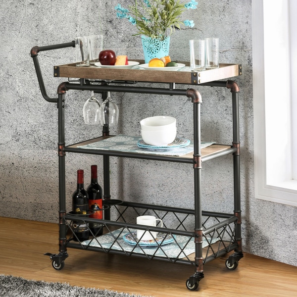 Carbon Loft Ketchum Industrial Antique Black 2-shelf Serving Cart