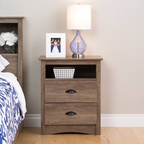 Porch & Den Church Driftwood Grey Tall 2-drawer Nightstand