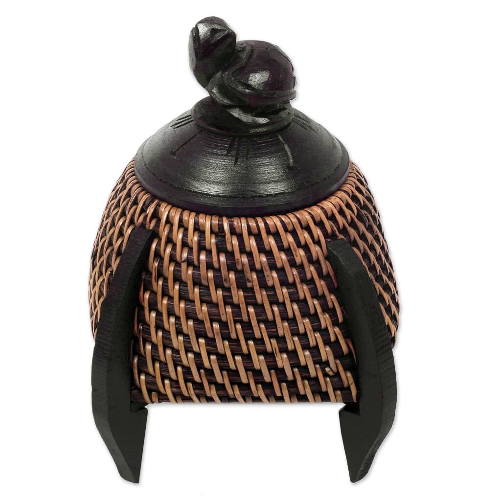 Natural Fiber Decorative Box, 'Turtle House' (Indonesia)