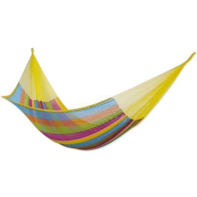 NOVICA Handmade Cotton Hammock, 'Yucatan Feast' (double) (Mexico)