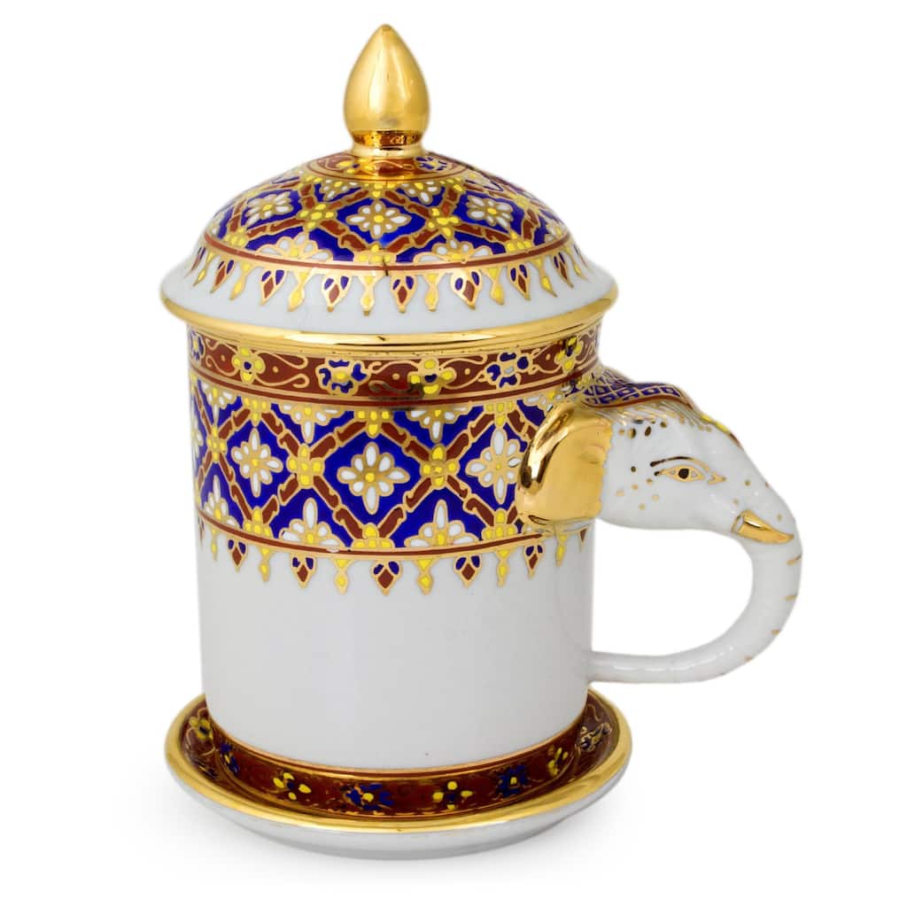 NOVICA Handmade Elixir Benjarong Porcelain Mug (Thailand)