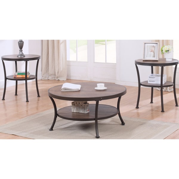 Shop 3 Piece Modern Round Coffee Table and 2 End Tables Living Room Set  Free Shipping Today 