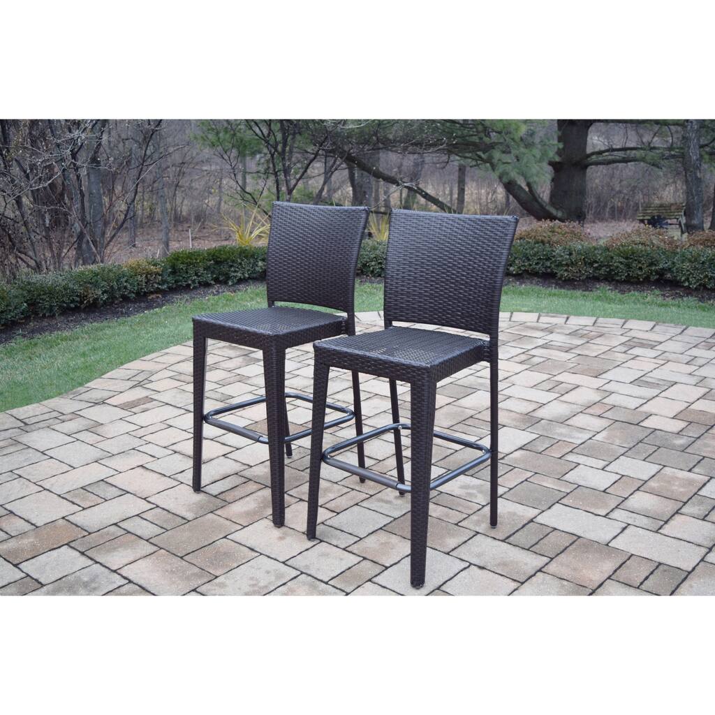 Merit Resin Wicker Bar Stools (Set of 4)