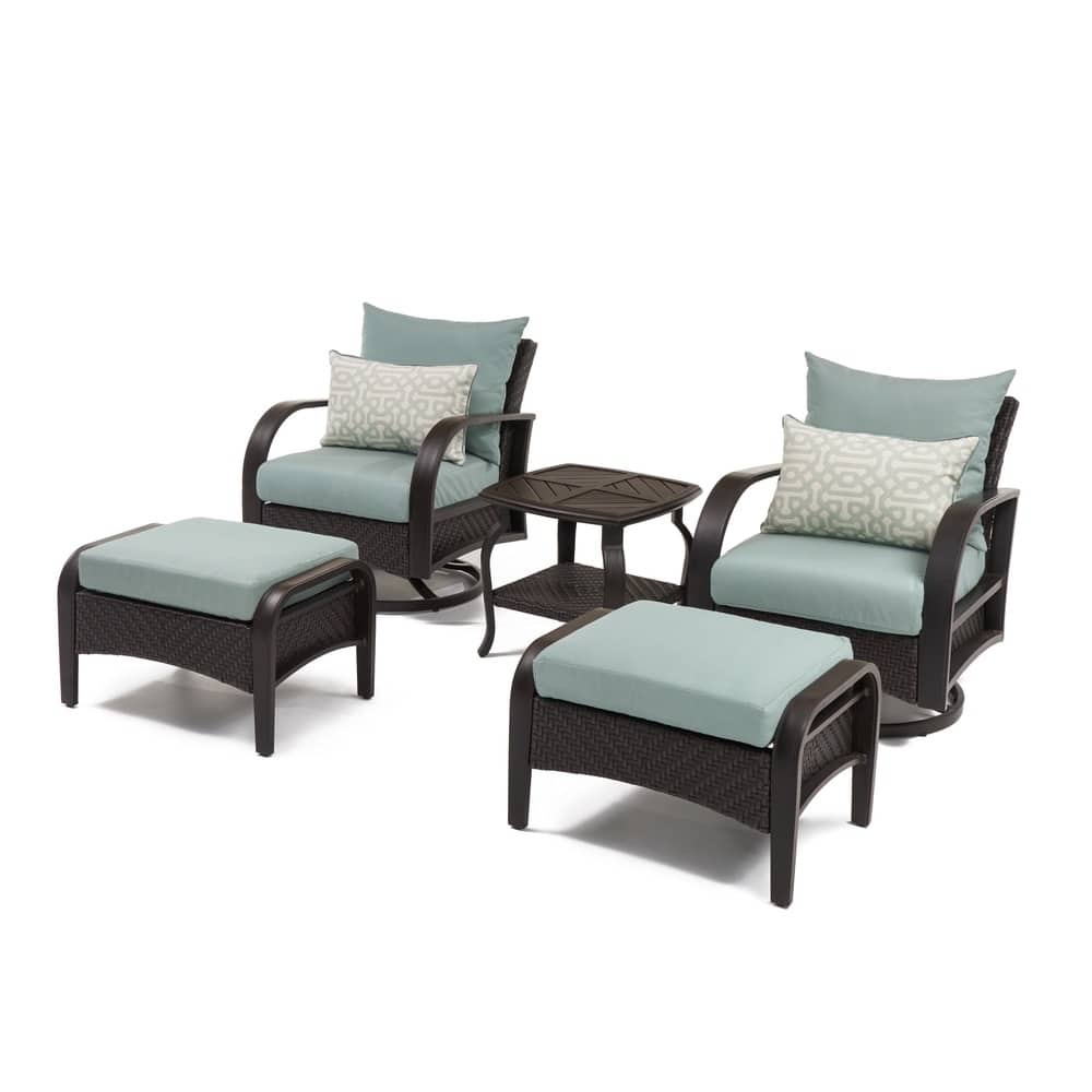 Barcelo 5 Piece Sunbrella Outdoor Patio Motion Seating Set - Spa Blue