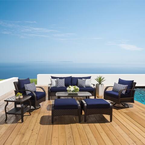 Barcelo Navy Blue 7-Piece Motion Club Deep Seat Sofa Set by RST Brands