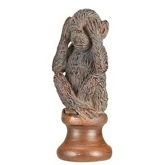 'See No Evil' Brown Resin Monkey Lamp Finial