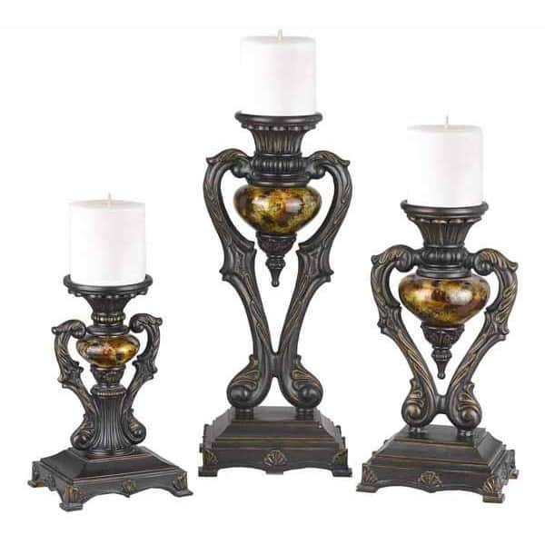 Resin Candle Holder with Painted Glass