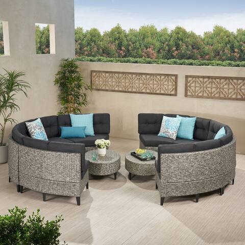 Navagio Outdoor 10-piece Wicker Sofa Set with Cushions by Christopher Knight Home