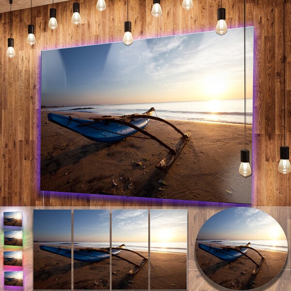 Shop Designart 'Fishing Boat in Sri Lanka Beach' Large Seashore Metal