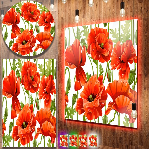 Shop Designart 'Seamless Pattern of Red Poppies' Contemporary Floral