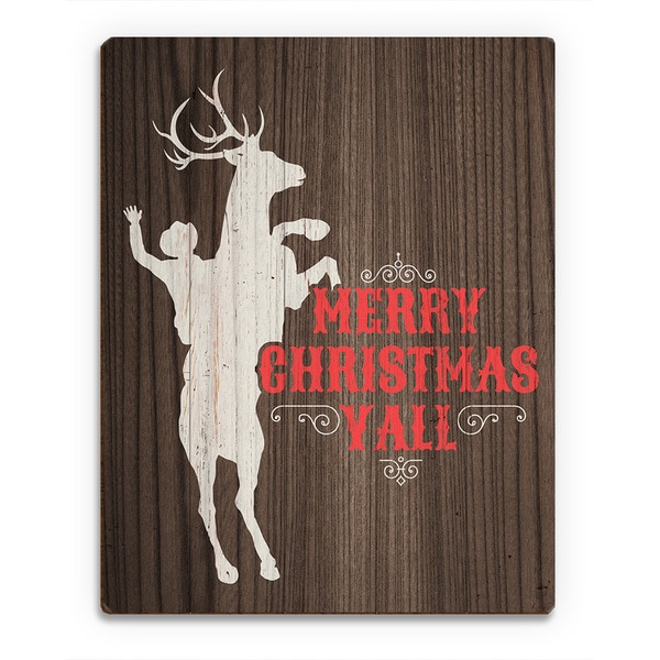 'Reindeer on Deck ' Printed Wood Wall Art Bed Bath & Beyond 13621975