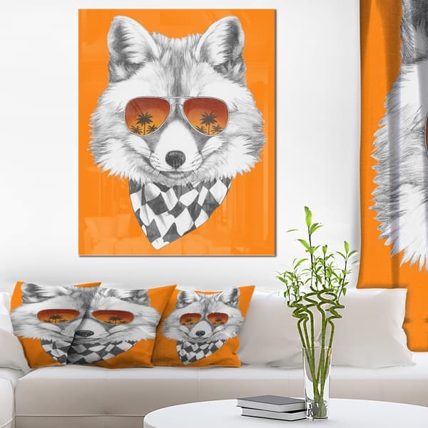 Designart Fox With Mirror And Sunglasses Contemporary Animal Art Metal Wall Art Overstock 13622020