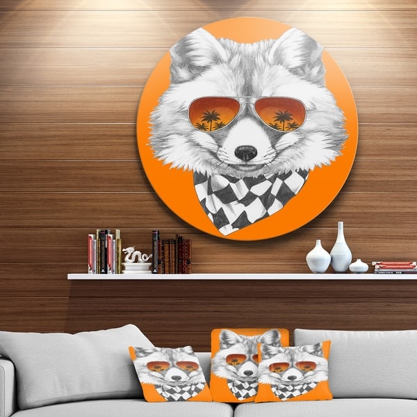 Designart Fox With Mirror And Sunglasses Contemporary Animal Art Metal Wall Art Overstock 13622020
