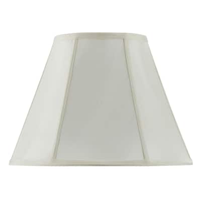 Off-white Fabric and Metal Vertical Piped Basic Empire Lampshade