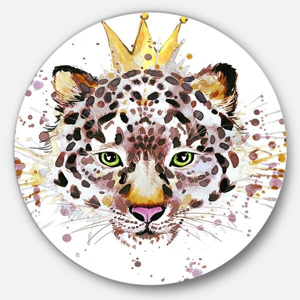 Shop Designart Leopard Head With Golden Crown Contemporary Animal Art Metal Wall Art Overstock 13622111
