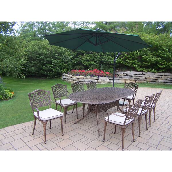 Shop Black Friday Deals On Outdoor Patio 10 Piece Dining Set With 10 Ft Green Cantilever Umbrella On Sale Overstock 13622227