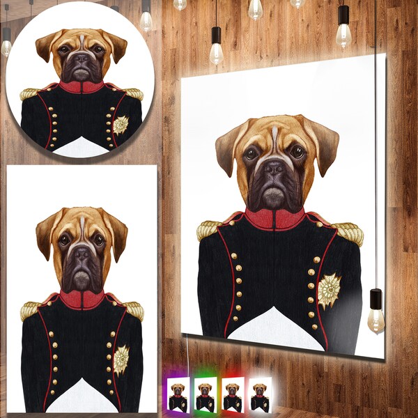 Shop Designart 'Boxer Dog in Military Uniform' Modern Animal Metal Wall