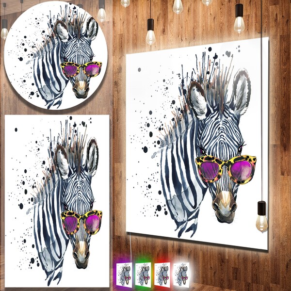 Shop Designart 'Funny Zebra Watercolor' Extra Large Animal Metal Wall