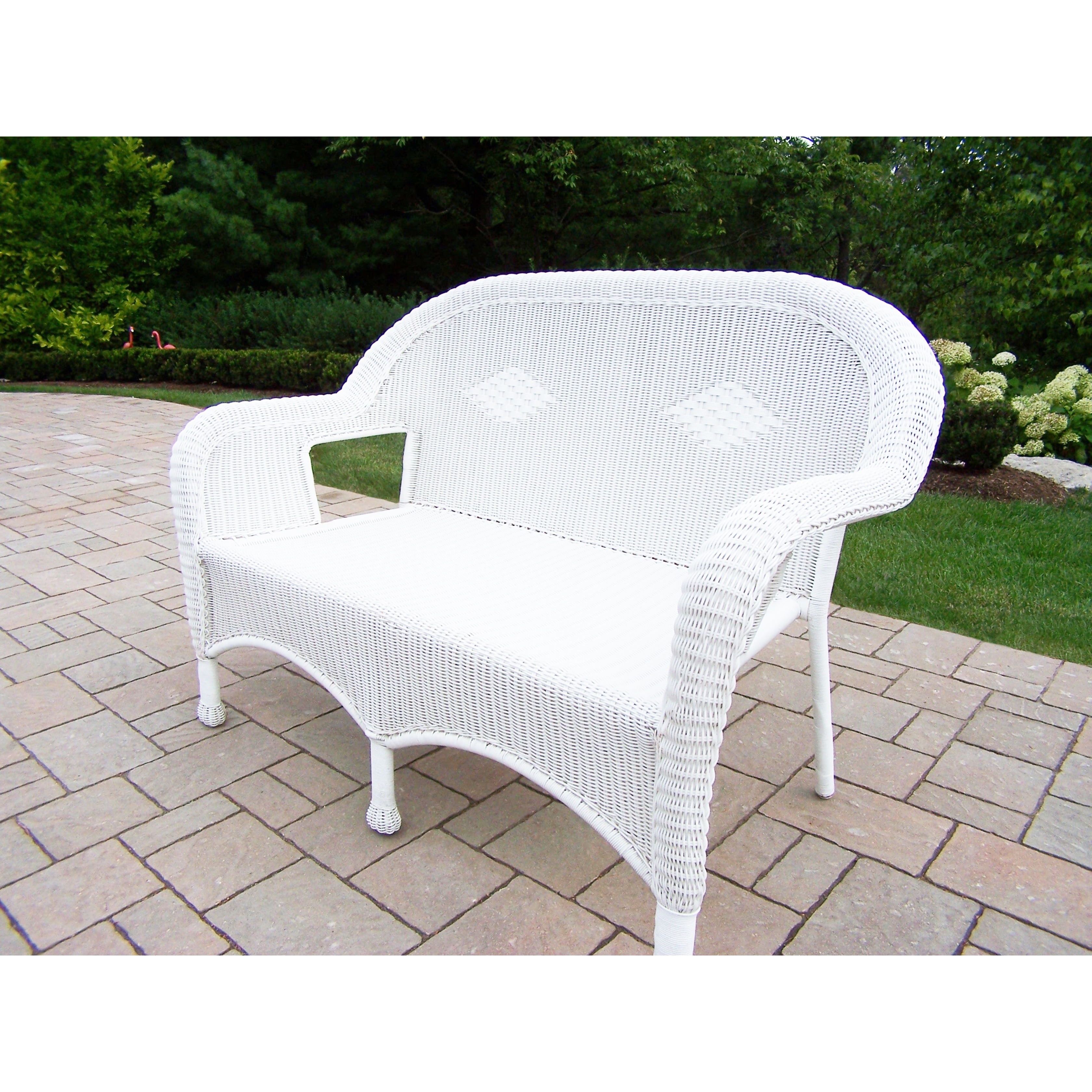 Shop Calabasas White Resin Wicker Loveseat Overstock 13623053