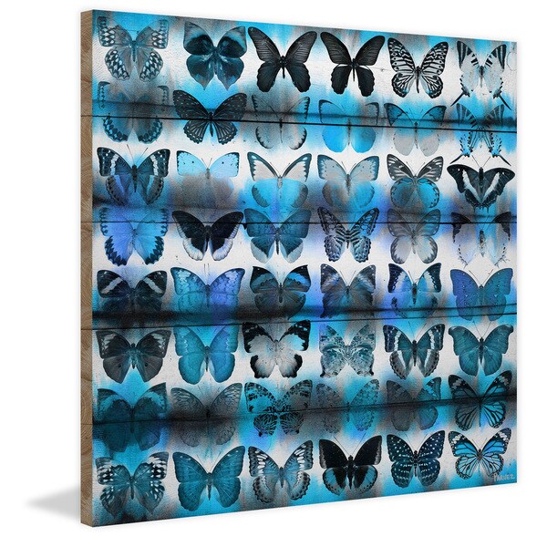 Handmade Parvez Taj - Moth Blue Print on Reclaimed Wood