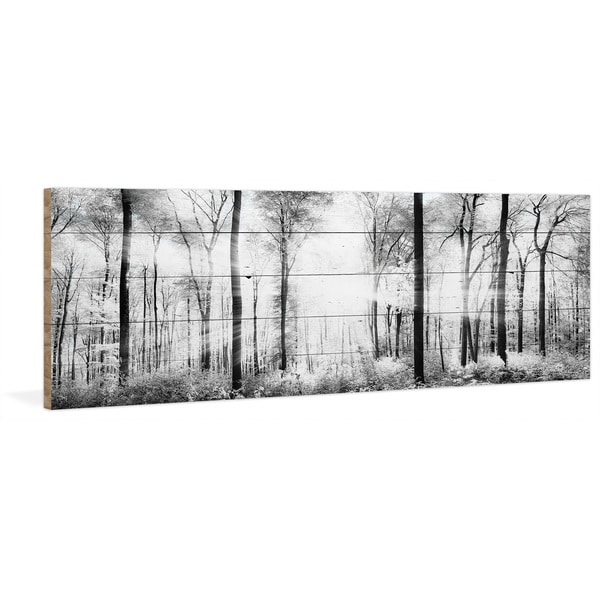 Handmade Parvez Taj - White Light Forest Print on Reclaimed Wood