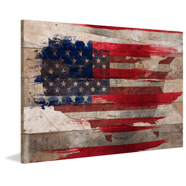 Handmade Parvez Taj - American Map Print on Reclaimed Wood