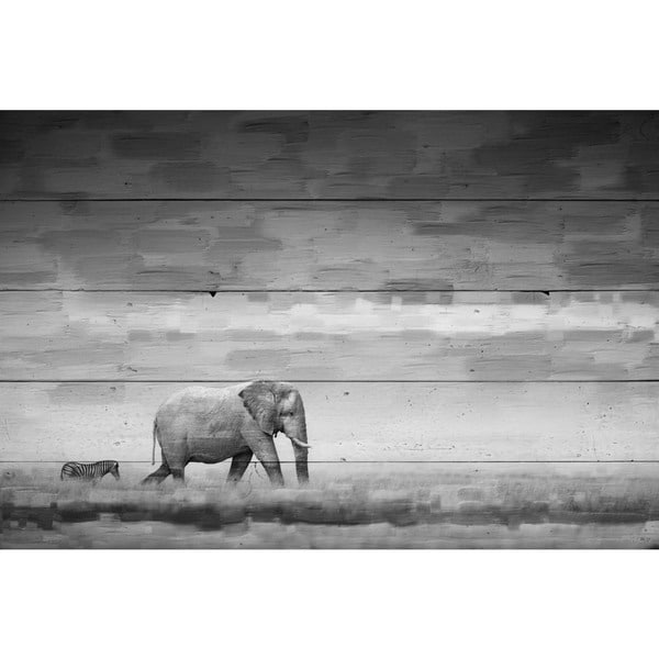 Handmade Parvez Taj - Elephant Print on Reclaimed Wood