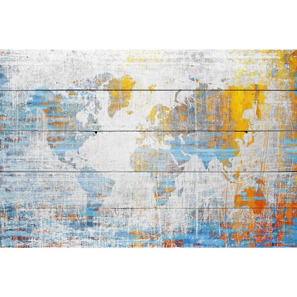 Handmade Parvez Taj - Continental Journey Print on Reclaimed Wood