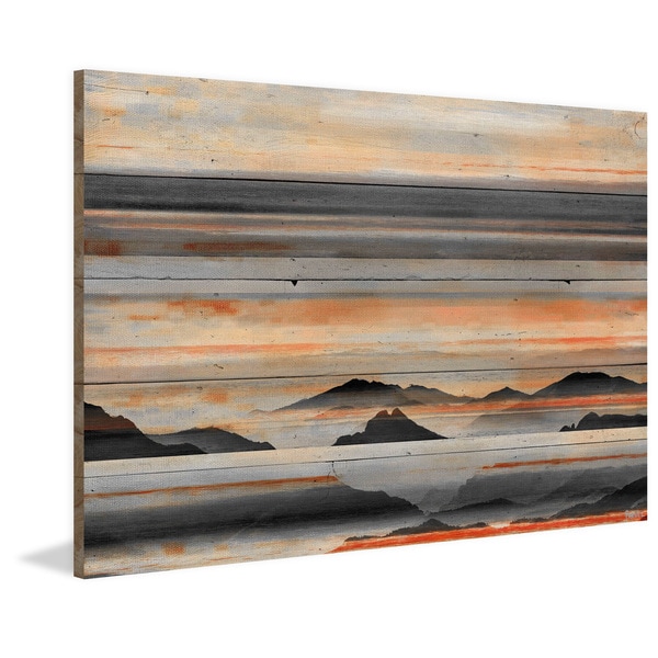 Handmade Parvez Taj - Desert Mountains Print on Reclaimed Wood