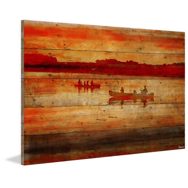 Handmade Parvez Taj - Sunset Paddle Print on Reclaimed Wood