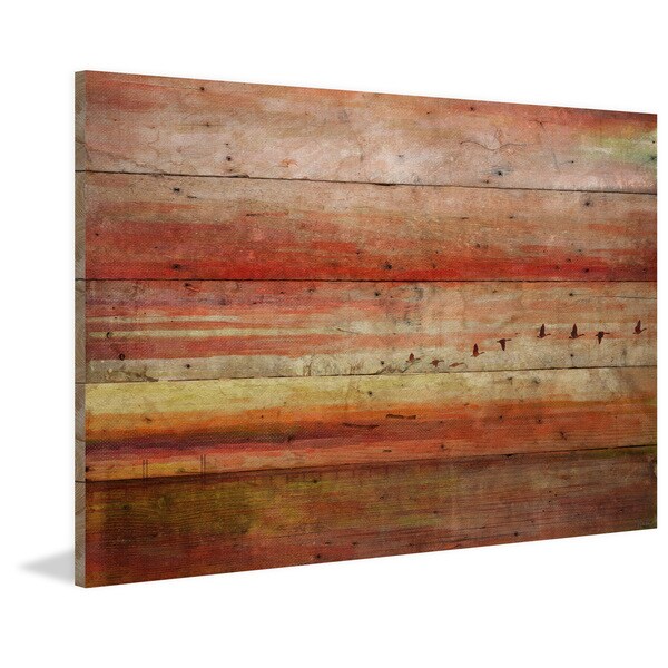 Handmade Parvez Taj - Flying South Print on Reclaimed Wood