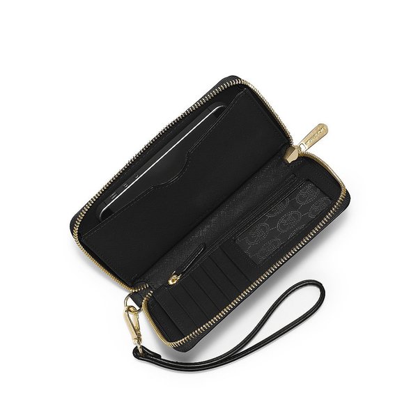 mk black leather wallet