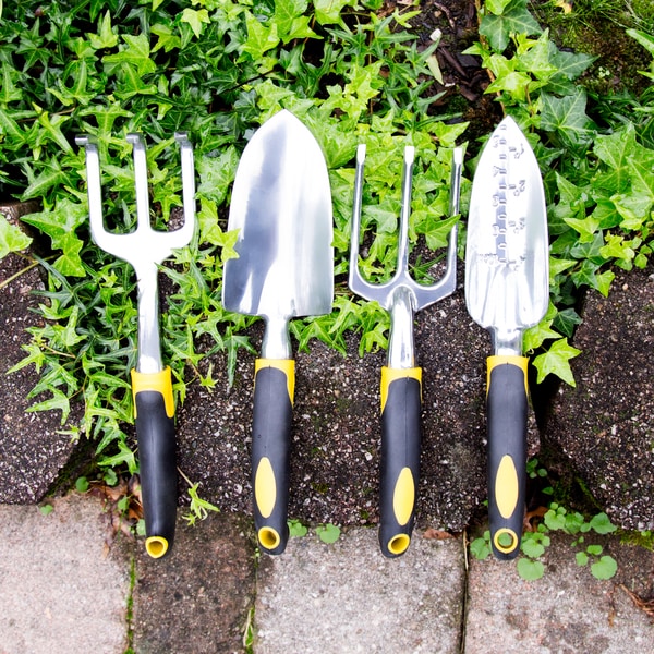 pure garden 4 piece garden tool set with comfort grip handle