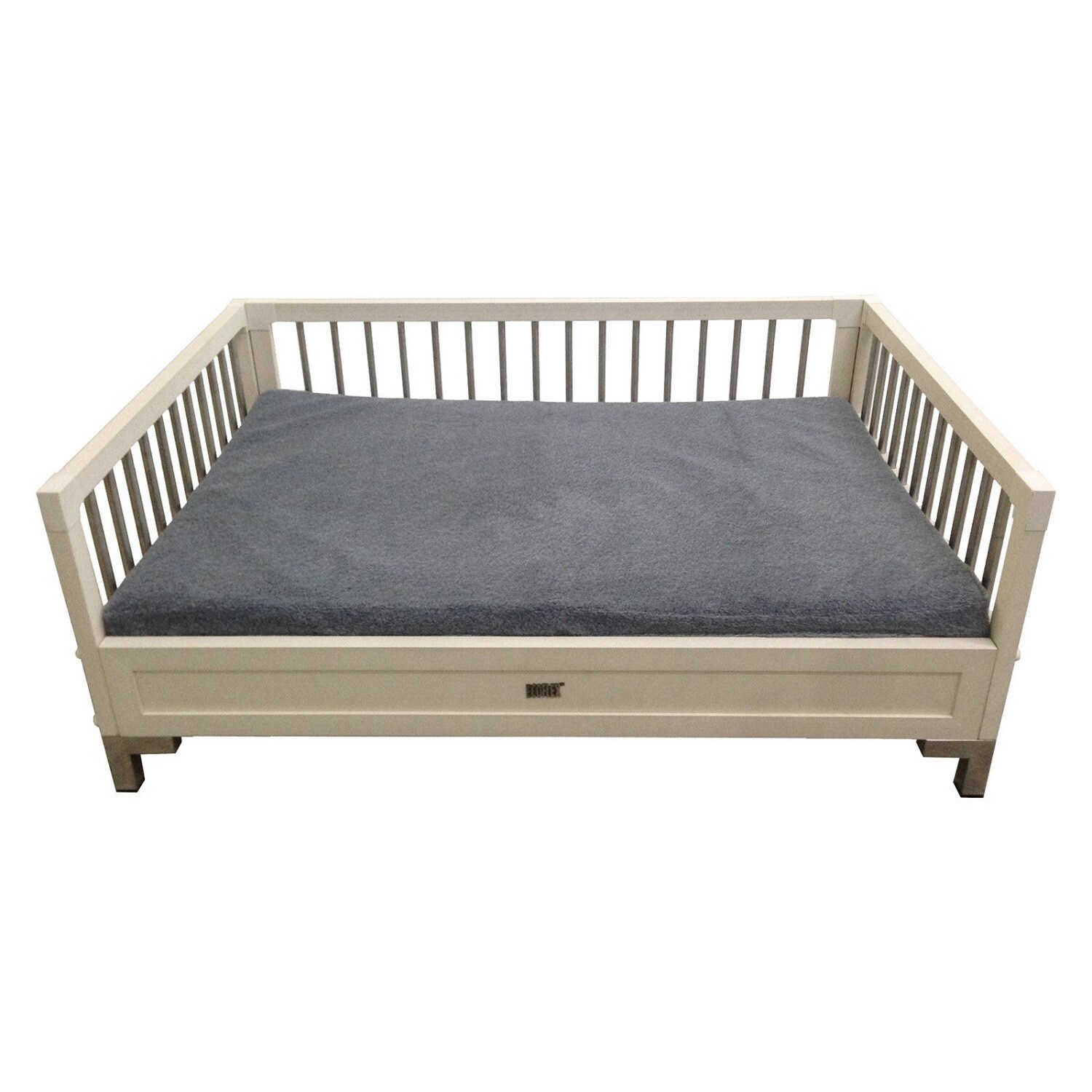 Ecoflex Raised Pet Bed With Stainless Steel Accents And Removable Memory Foam Cushion