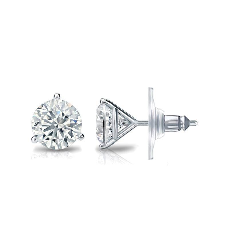Auriya 1 1/2ctw 3 Prong Martini Set Round Diamond Stud Earrings 14K Gold GIA Certified