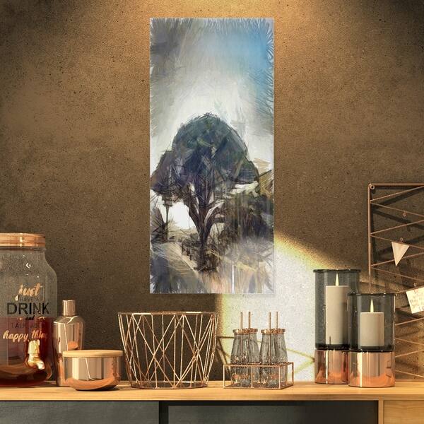 Shop Designart Lonely Oak Tree Watercolor Sketch Large Landscape