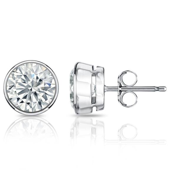 Auriya 1ctw Round Diamond Stud Earrings Bezel-set Platinum - Certified