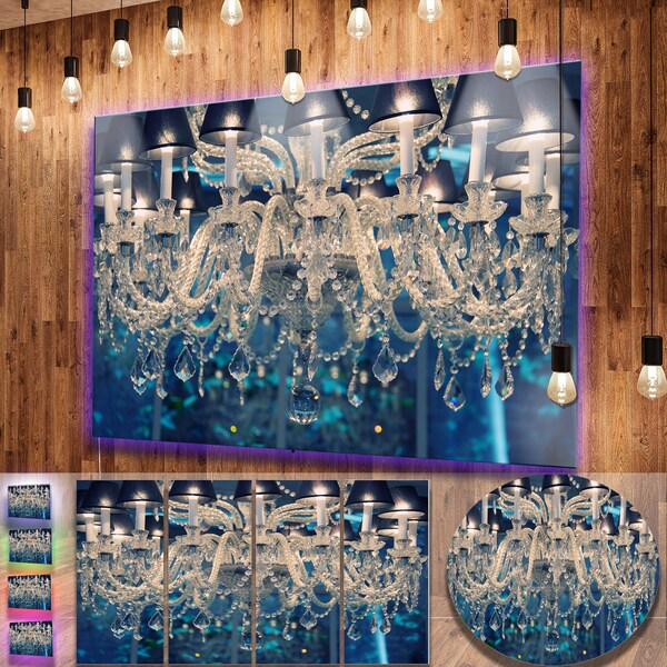 Designart Blue Vintage Crystal Chandelier Flower Metal Wall Designart X27 Blue Vintage Crystal Chandelier Flower