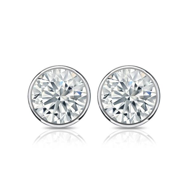 Auriya 1 1/2ctw Round Diamond Stud Earrings Bezel-set 18k Gold - Certified