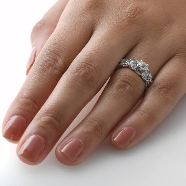 Engagement Wedding Square Filigree Flower Ring 14k White Gold 2 Ct Round Diamond Engagement Wedding Square Filigree Flower Ring 14k White Gold 2 Ct Round Diamond