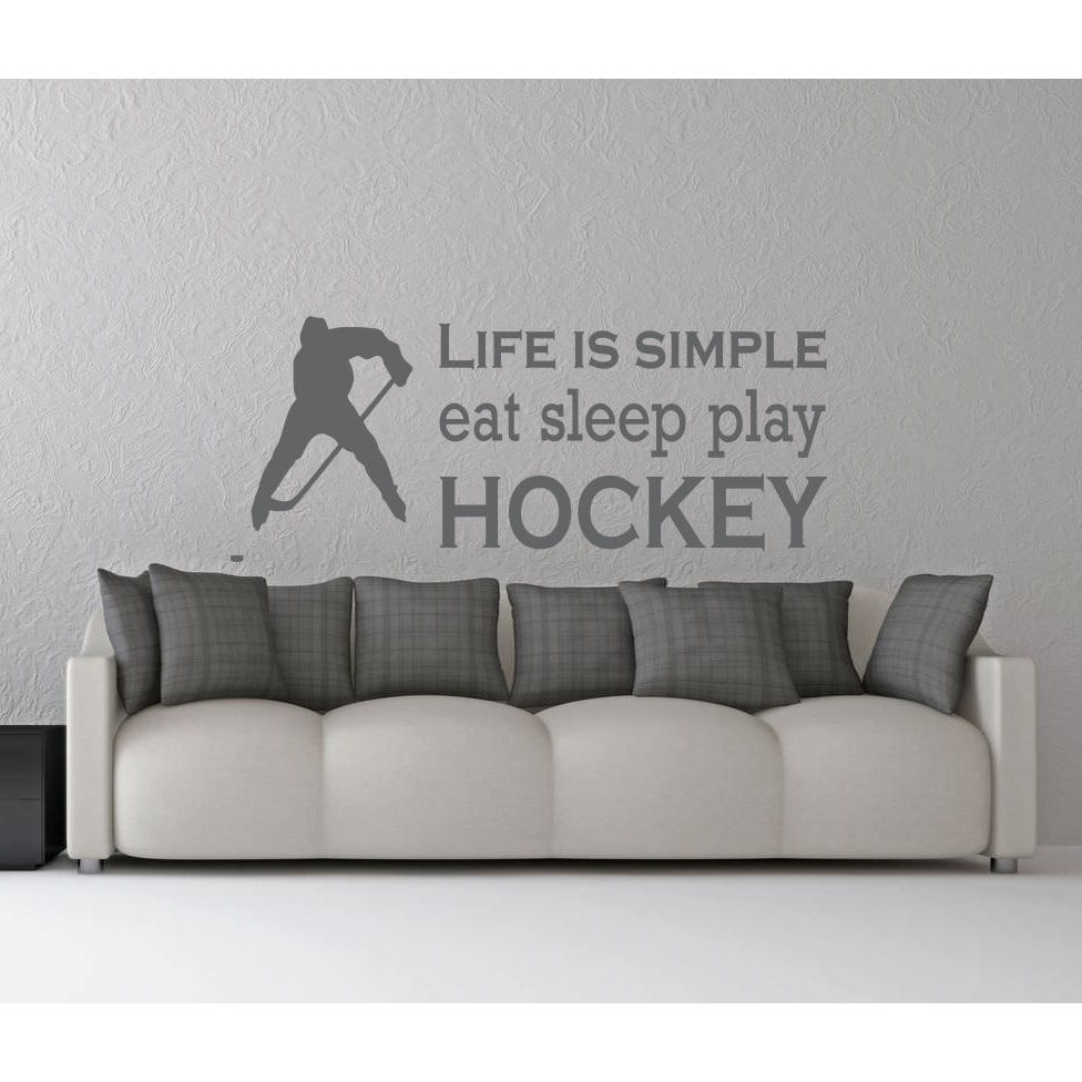 LIFE IS SIMPLE EAT SLEEP PLAY HOCKEY STICKER VINYL WALL QUOTE LETTERING DECAL