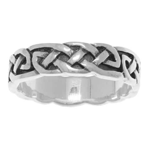 Sterling-silver Endless Celtic Knotwork Band Ring